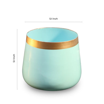 Sky Blue Powder Coated Metal Pot- 5 inches (Only Pot)