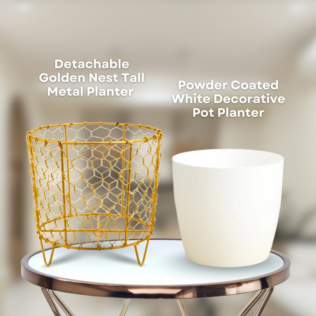 Golden Mesh Metal Pot with stand- 5.9 inches
