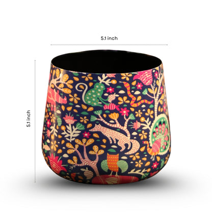 Jungle Aesthetic Meena Metal Pot- 5 inches (Only Pot)