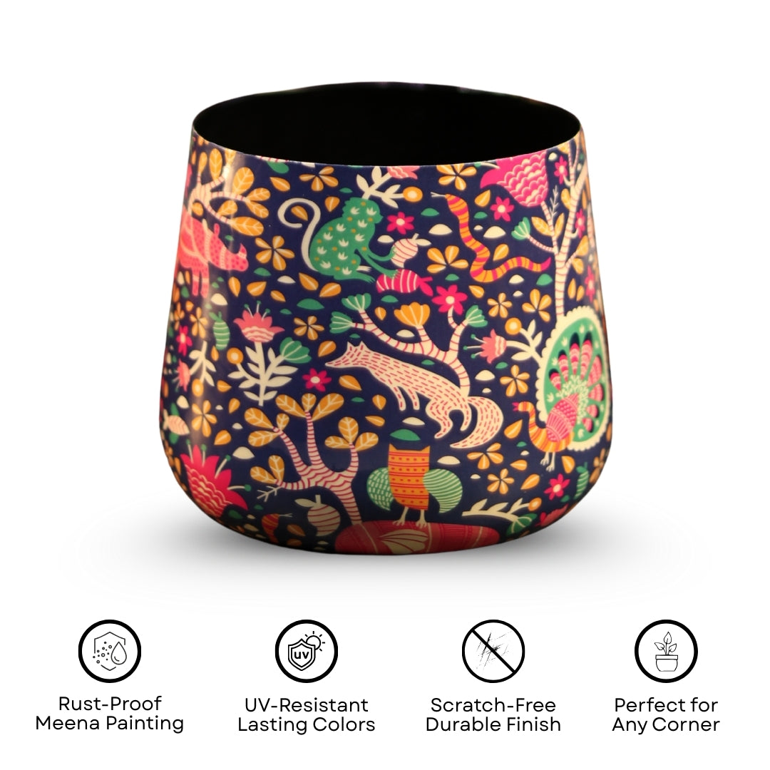 Jungle Aesthetic Meena Metal Pot- 5 inches (Only Pot)