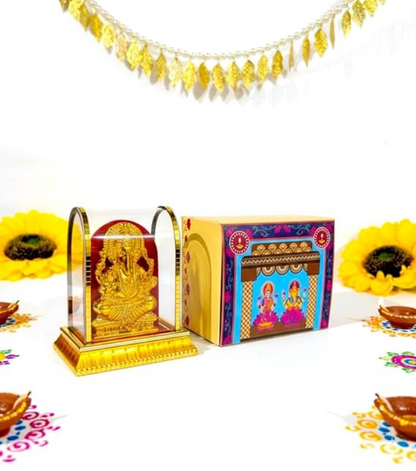 Good Luck Gift Hamper | Gold Polished Ganpati Idol with Metal Urli, Candles, Organic Dhoop, Decorative Jharokas & Snacks | Diwali, Bhaidooj, Housewarming Gift Set