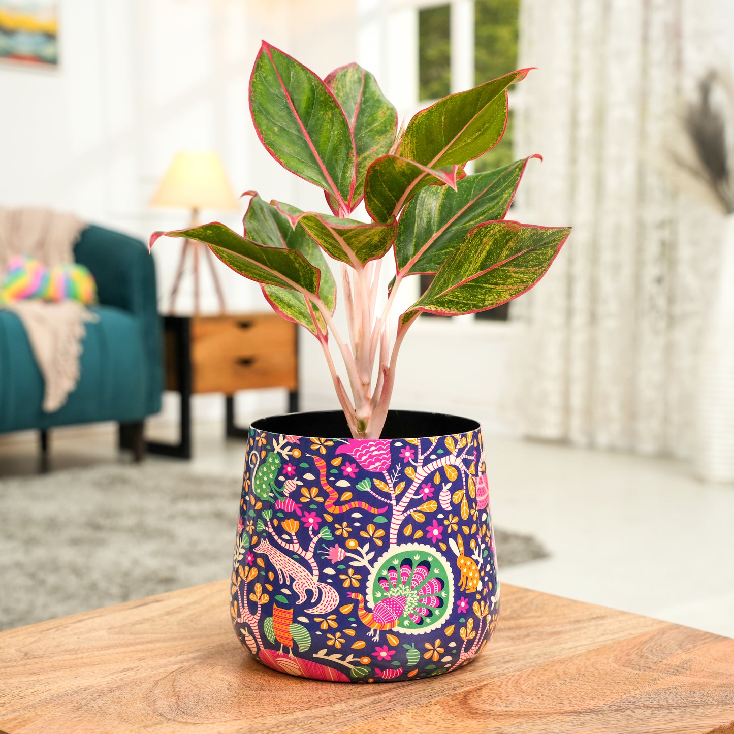 Jungle Aesthetic Meena Metal Pot- 5 inches (Only Pot)