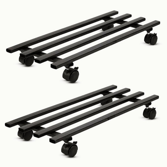 Heavy Duty Plant Stand with Wheels | Wheel Pot Trolley for Balcony, Indoor & Outdoor | Rust-Proof Metal Gamla Stand (Black) Pack of 2
